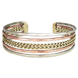 Hammered Twisted Lines Cuff Bracelet